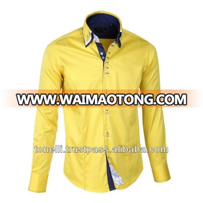 Yellow High Collar Yellow Dress Shirts - Free DHL Express Shipping